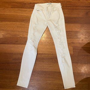 J Brand skinny ripped mid rise off-white jeans 27
